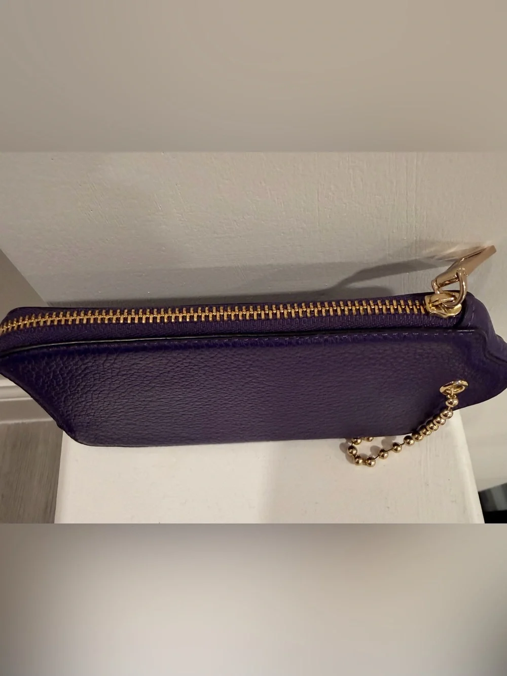 COACH NY Pebbled Leather XL Hangtag Wristlet Multifunction Zip Case Wallet 52507
